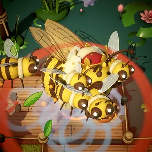 Close-up of the Bee King boss over the Lily Pond