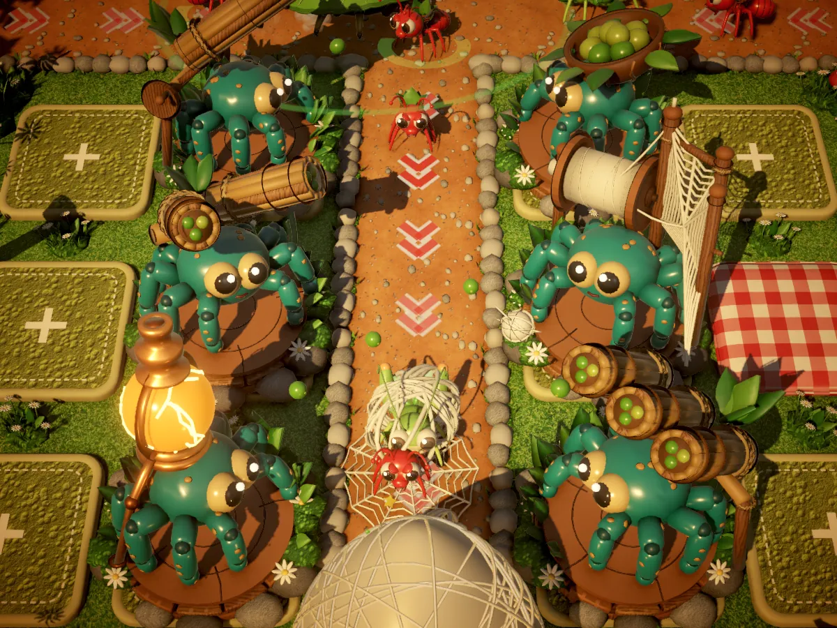 Spider Defense in play: spider towers around the glowing egg