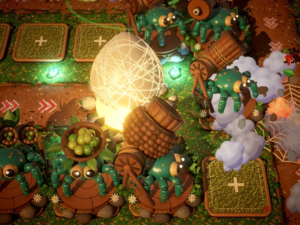 Close-up of spider towers in Mushroom Hollow
