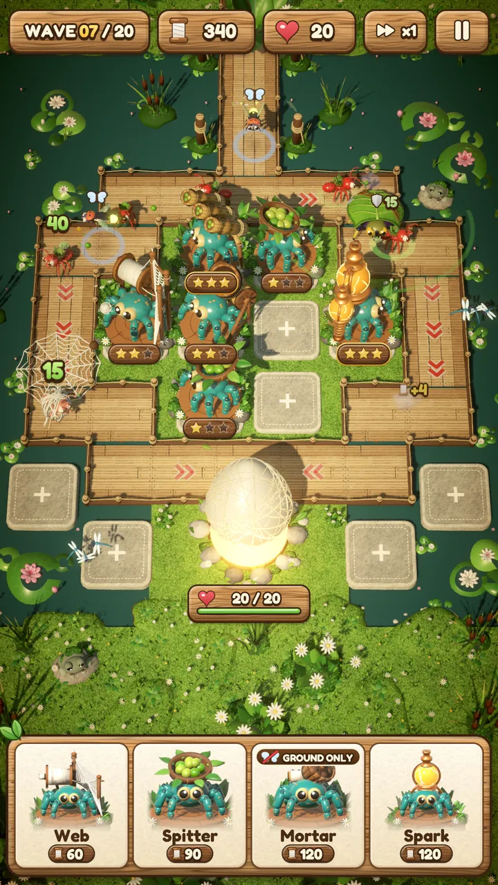 Lily Pond in play: a boardwalk path over a pond with lily pads