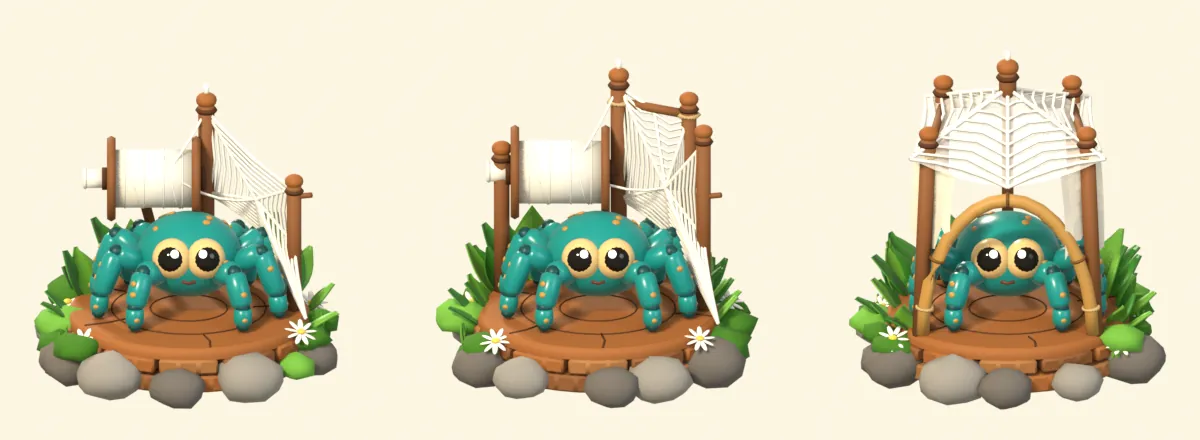 The Web Weaver tower at levels 1, 2 and 3