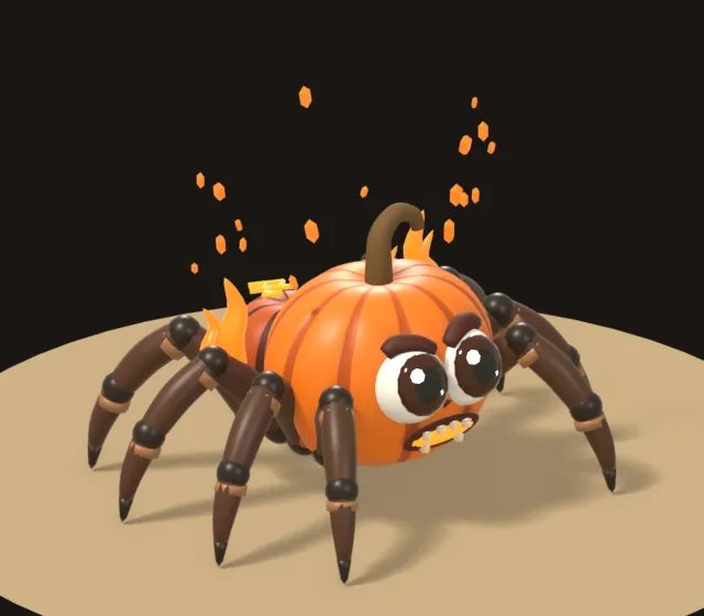 Pumpkin Spider boss: a jack-o-lantern with spider legs