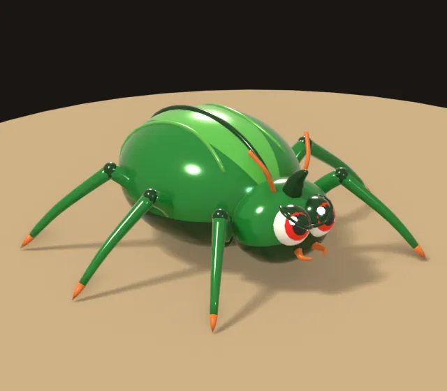 Beetle: a glossy green shell