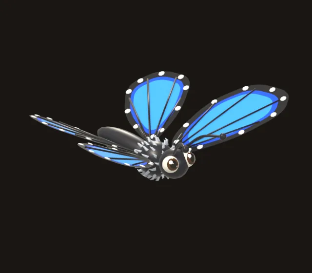 Butterfly with bright blue wings