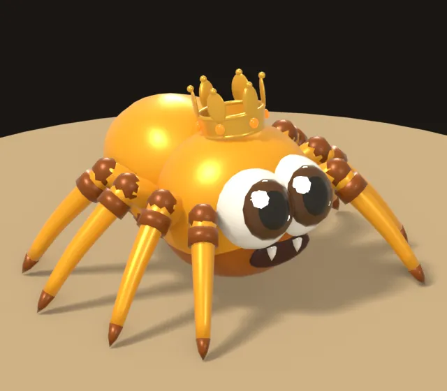 The Golden Spider from Spider Hunter, wearing a little crown