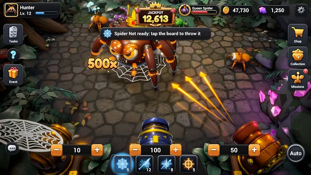 A Spider Net skill ready to throw at the Queen Spider