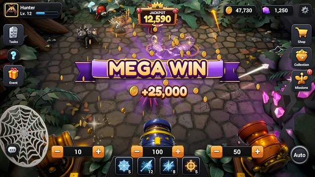 A Mega Win banner over the board
