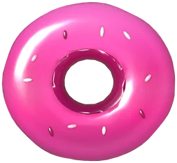 A pink glazed donut candy