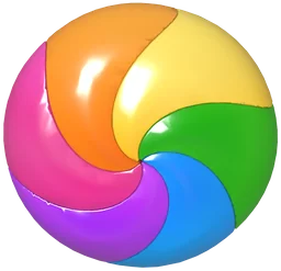The Color Spinner power-up: a rainbow swirl ball