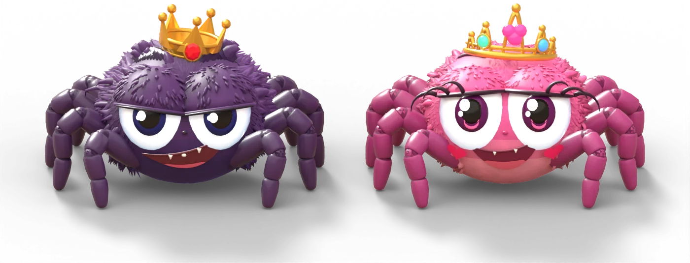 The Spider King and the Spider Queen side by side