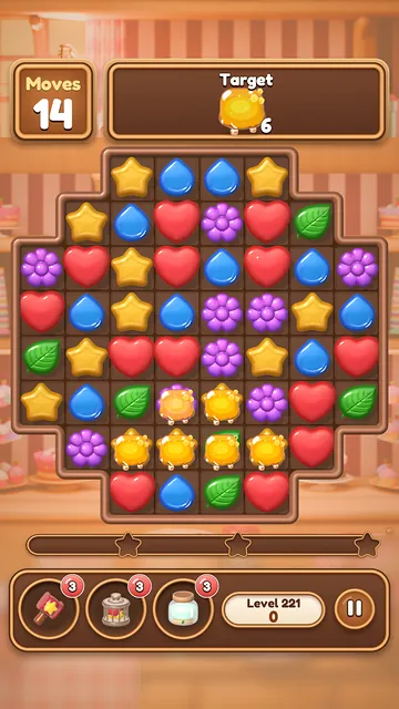 Level 221, Honey Pot: honey covering the candies