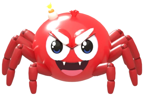 The Bomber spider from Spider Squash with a lit fuse