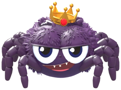 Big Boss spider: big, dark purple and fuzzy with a crown