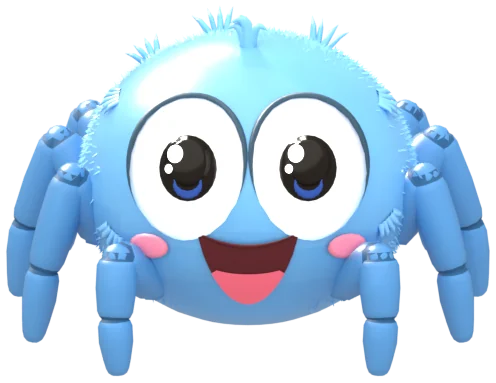 Trapped friend: a happy pale blue baby spider