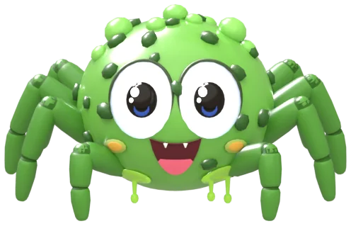 Sticky spider: green with spots and goo