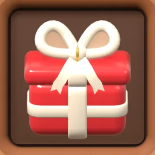 A red gift box with a cream ribbon