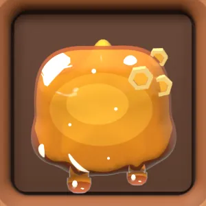 A glossy blob of amber honey